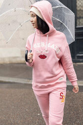 Jogging oversize fille - BONTON x Sonia Rykiel Rose vue portée de face