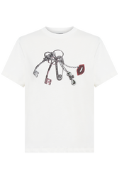 Rykiel key ring T-shirt White front view