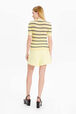 Pull manches courtes rayé femme Baby yellow vue portée de dos