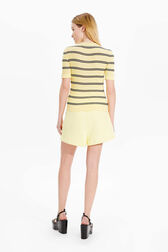 Women Short Sleeve Sweater Baby yellow back worn view