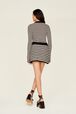 Women Big Poor Boy Striped A-line Skirt Black/white back worn view