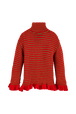 Robe courte col roulé lurex femme Rouge/or vue de face