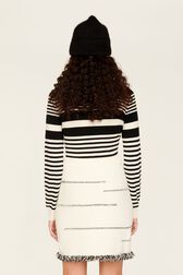 Women Charms Intarsia Wool Mini Skirt Ecru back worn view