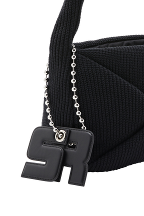 Camera Demi-Pull medium knit bag Black details view 1
