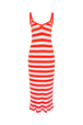 Robe bretelle rayée à côtes Rayures tangerine/blanc vue de face