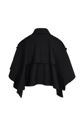 Women Gabardine Cropped Cape Black back view