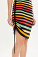 Striped short-sleeved mini dress with asymmetric collar Multico striped details view 1