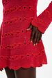Robe courte rayures ajourées femme Raye fuchsia/corail vue de détail 2