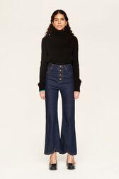 Jean flare taille haute femme Noir vue de détail 3