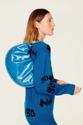 Pull grunge laine logo Sonia Rykiel femme Bleu canard vue de détail 3
