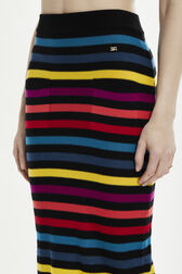 Women Poor Boy Striped Wool Maxi Skirt Multico striped details view 2