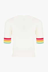 Knitted Short Sleeve Sweater White back view