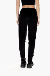 Women Velvet Jogging Pants Black back worn view