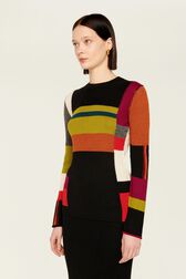 Women Multicolor Baby Alpaca Long Sweater Multico crea details view 2