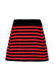 Women Big Poor Boy Striped A-line Skirt Black/red back view