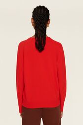 Women Wool Flowers Sweater Red back worn view