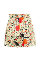 Women Cherry Print Twill Shorts Baby yellow front view