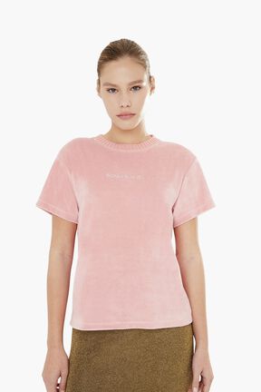 T-shirt velours rykiel Rose vue portée de face