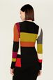 Women Multicolor Baby Alpaca Long Sweater Multico crea back worn view