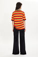 Short-sleeved striped jumper Orange back worn view