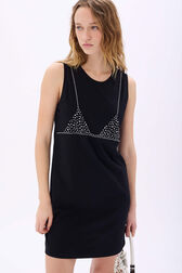 Trompe l'oeil sleeveless dress Black details view 1