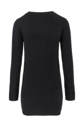 Women Flowers Ribbed Short Dress Black back view