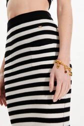 Women Poor Boy Striped Wool Maxi Skirt Black/white details view 2