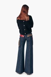 Wide Leg Denim Pants Baby blue back worn view