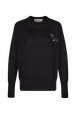 Pull à manches longues en merinos et soie Noir vue de face