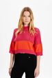 Top court résille bicolore femme Raye fuchsia/corail vue de détail 1