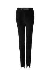 High-waisted velvet stirrup pants Black front view