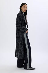 Long coat in wool blend Tiger grey details view 3