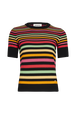 Striped short-sleeved crew-neck sweater Multico striped front view