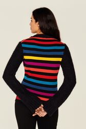 Women Jane Birkin Sweater Multico striped rf back worn view
