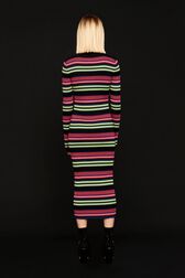 Women Multicolor Striped Maxi Dress Multico black striped back worn view