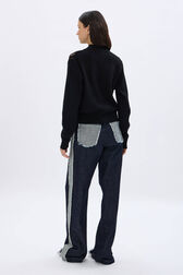 Pull en maille et en dentelle velours Noir vue portée de dos