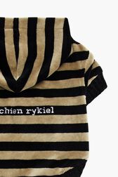 Pull à capuche chien velours Raye noir/kaki vue de détail 1