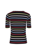T-shirt col ouvert picots rayé multicolore femme Multico raye noir vue de dos