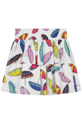 "Parasols" Print Girl Flounced Skirt Multico white back view