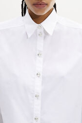Poplin Short Shirt with Rhinestone Buttons White details view 2