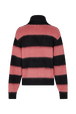 Pull rayé brossé en laine melangé Rayures noir/rose vue de dos