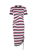 Short-sleeved striped dress Pink front view
