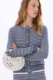 Cardigan marinière en coton mélangée Raye blanc / bleu vue de détail 2
