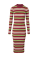 Robe longue rayé multicolore femme Multico raye emeraude vue de face