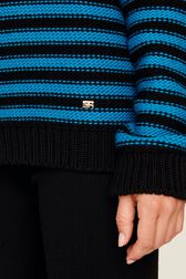 Pullover Big Poor Boy rayé femme Raye noir/bleu de prusse vue de détail 2