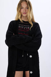 Cardigan long torsadé en laine Noir vue de détail 1