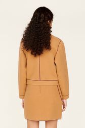 Veste double face laine femme Beige vue portée de dos