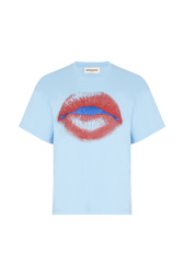 Short-sleeved crew-neck t-shirt in cotton jersey Sky front view