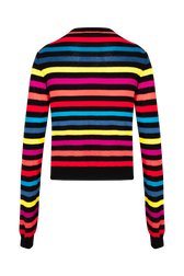 Women Poorboy knitted striped cardigan Multico striped back view
