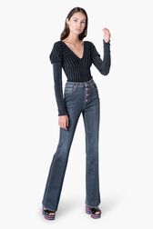 High Waist Flare Jeans Black details view 2